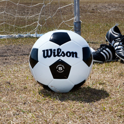 WILSON<sup>&reg;</sup> Soccer Ball - Traditional black and white synthetic leather soccer ball.  Official size and weight, size - 5, for ages 12 years and older.