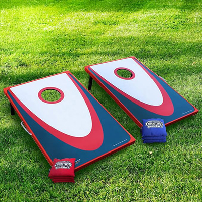 DRIVEWAY GAMES<sup>&reg;</sup> Corntoss Game - This high quality traditional wood construction game is a classic for all occasions. The game set includes (2) wood regulation cornhole boards, (8) All-weather regulation bean bags, carry bag and corntoss rules. A super fun outdoor game for your lawn, patio, backyard or beach. Complete set weighs 29 lbs. 